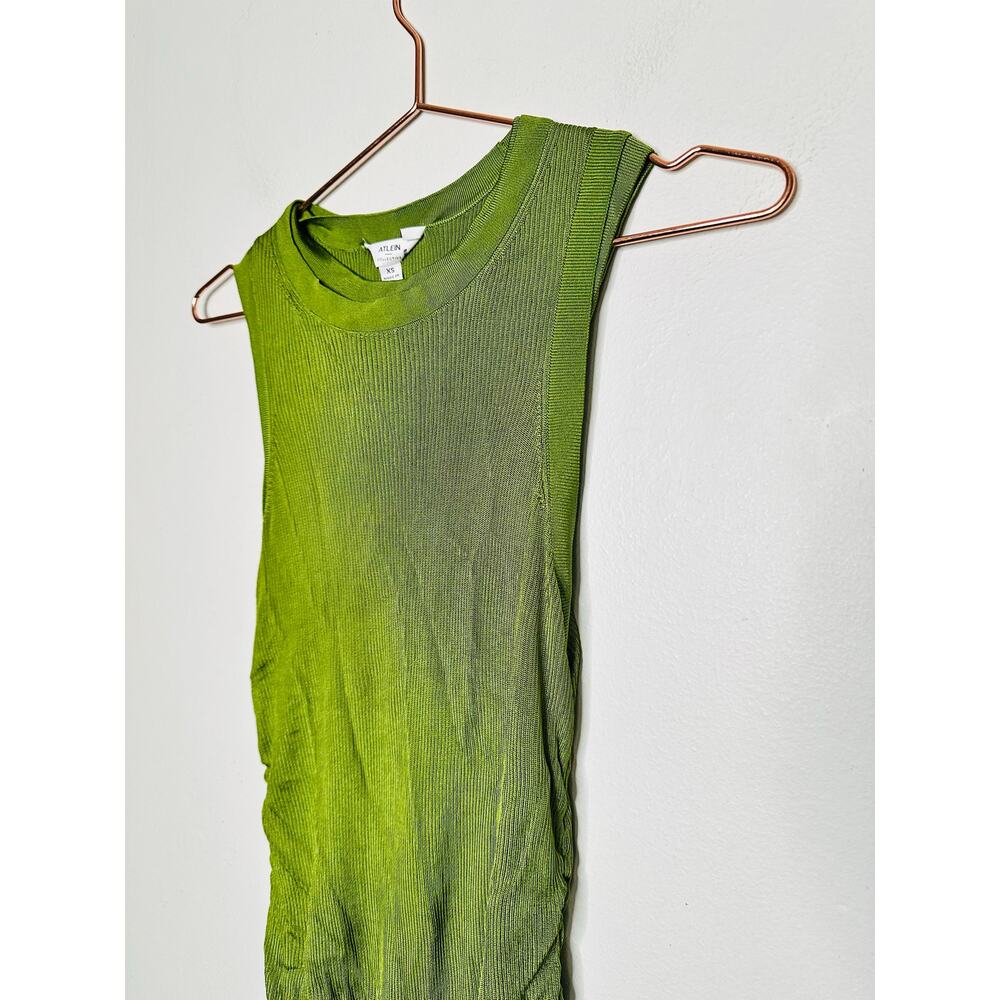 ATLEIN Green Crewneck Sleeveless Knit Midi Layered Bodycon Sheath Dress Size XS - Picture 4 of 14